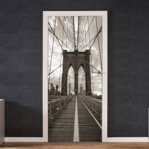 Brooklyn Bridge New York Door Sticker Peel & Stick Vinyl Door Wrap Art Décor