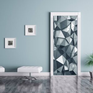 Abstract Polygonal Shape Door Sticker Peel & Stick Vinyl Door Wrap Art Décor