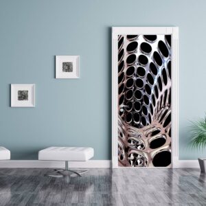 Abstract Metal Tunnel Door Sticker Peel & Stick Vinyl Door Wrap Art Décor