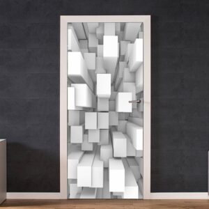 Abstract 3D Blocks Door Sticker Peel & Stick Vinyl Door Wrap Art Décor