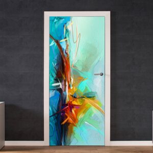 Abstract Colourful Oil Paint Door Sticker Peel & Stick Vinyl Door Wrap Art Décor