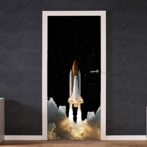 Space Shuttle Door Sticker Peel & Stick Vinyl Door Wrap Art Décor