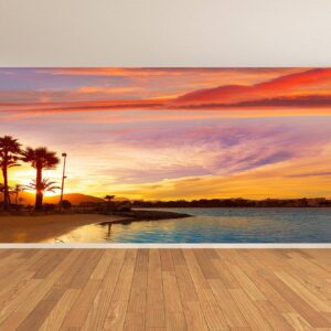 Sunset on the Beach View Wallpaper Photo Wall Mural Wall UV Print Decal Wall Art Décor