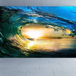 Water Wave In Sunset Wallpaper Photo Wall Mural Wall UV Print Decal Wall Art Décor