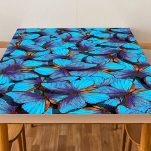 Blue Butterflies Table Wrap Sticker Laminated Vinyl Cover Self-Adhesive for Desk and Tables