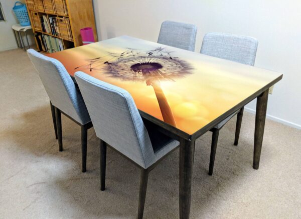 Dandelion Sunset View Table Wrap Sticker Laminated Vinyl Cover Self-Adhesive for Desk and Tables