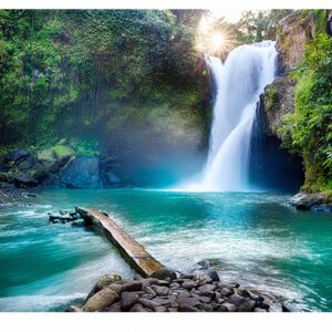 Waterfall Forest View Table Wrap Sticker Laminated Vinyl Cover Self-Adhesive for Desk and Tables
