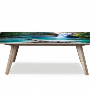 Waterfall Forest View Table Wrap Sticker Laminated Vinyl Cover Self-Adhesive for Desk and Tables