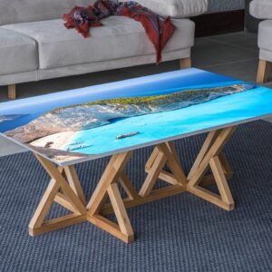 Ocean Island View Table Wrap Sticker Laminated Vinyl Cover Self-Adhesive for Desk and Tables
