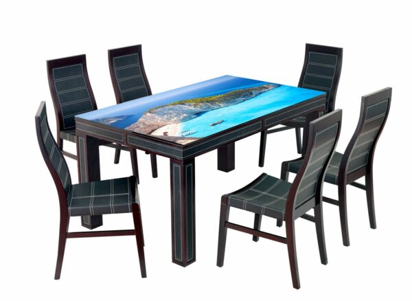 Ocean Island View Table Wrap Sticker Laminated Vinyl Cover Self-Adhesive for Desk and Tables