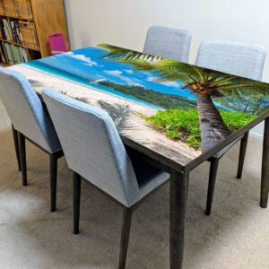 Summer Beach Vacation Table Wrap Sticker Laminated Vinyl Cover Self-Adhesive for Desk and Tables