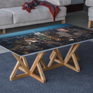 New York ​​at Night View Table Wrap Sticker Laminated Vinyl Cover Self-Adhesive for Desk and Tables