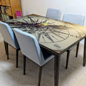 Compass Parts of World Table Wrap Sticker Laminated Vinyl Cover Self-Adhesive for Desk and Tables