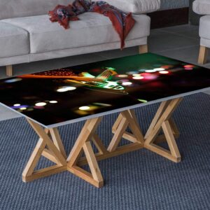 Playing The Guitar Table Wrap Sticker Laminated Vinyl Cover Self-Adhesive for Desk and Tables