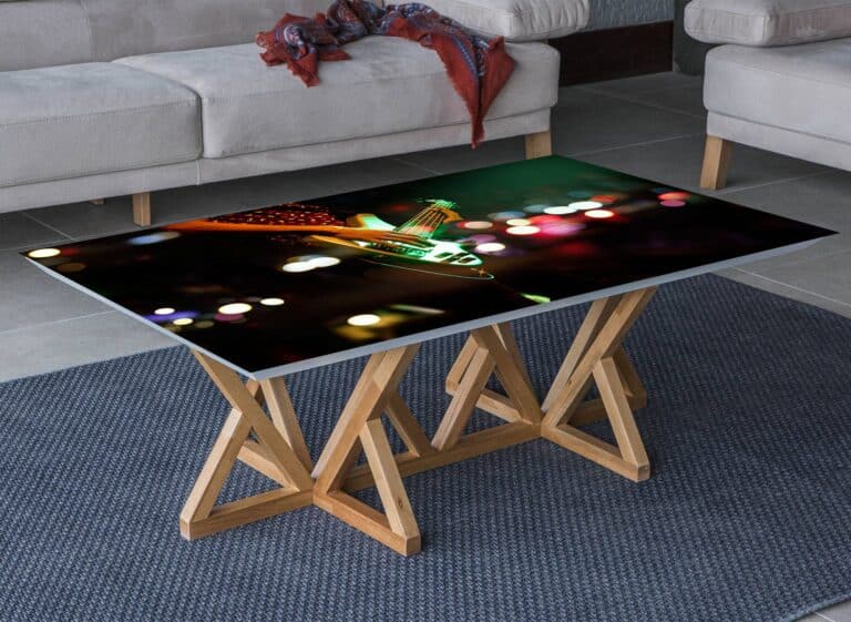 Playing The Guitar Table Wrap Sticker Laminated Vinyl Cover Self-Adhesive for Desk and Tables