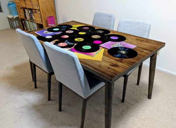Retro Vinyl Records Music Table Wrap Sticker Laminated Vinyl Cover Self-Adhesive for Desk and Tables