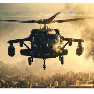 Helicopter over the City Table Wrap Sticker Laminated Vinyl Cover Self-Adhesive for Desk and Tables