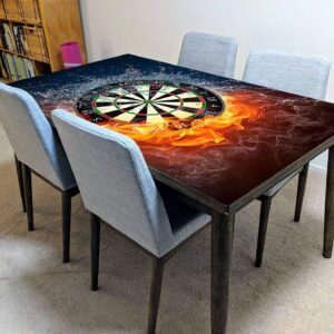 Dart Board Water & Fire Table Wrap Sticker Laminated Vinyl Cover Self-Adhesive for Desk and Tables