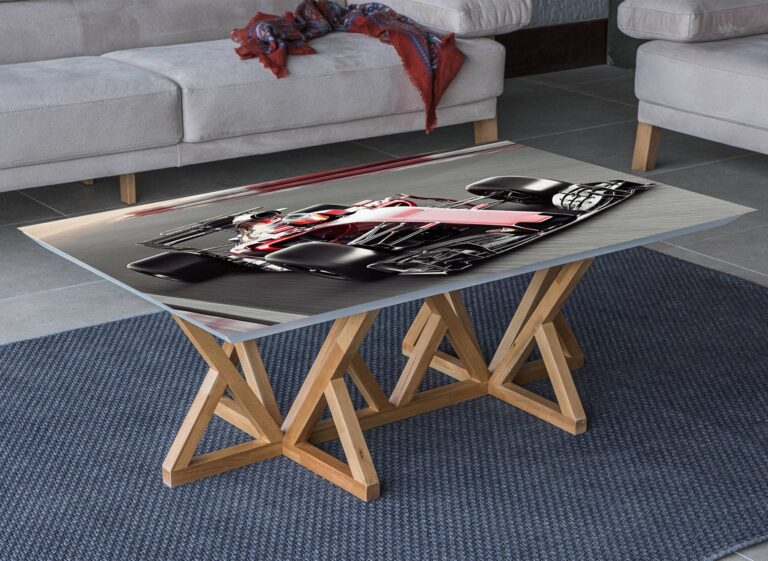 Formula Races Car Table Wrap Sticker Laminated Vinyl Cover Self-Adhesive for Desk and Tables