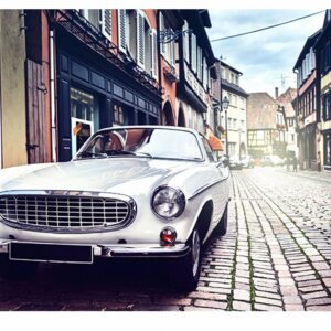 Vintage Car Old Town Table Wrap Sticker Laminated Vinyl Cover Self-Adhesive for Desk and Tables