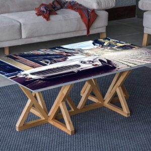 Vintage Car Old Town Table Wrap Sticker Laminated Vinyl Cover Self-Adhesive for Desk and Tables