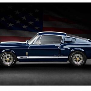 Mustang Blue Car Table Wrap Sticker Laminated Vinyl Cover Self-Adhesive for Desk and Tables