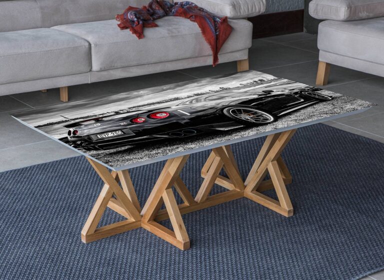 Nissan Skyline Black Table Wrap Sticker Laminated Vinyl Cover Self-Adhesive for Desk and Tables