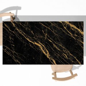 Black and Gold Marble Table Wrap Sticker Laminated Vinyl Cover Self-Adhesive for Desk and Tables