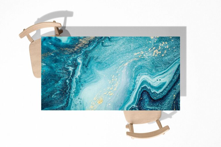 Marble Effect Painting Table Wrap Sticker Laminated Vinyl Cover Self-Adhesive for Desk and Tables