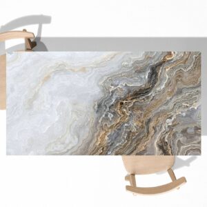 Grey and Gold Marble Table Wrap Sticker Laminated Vinyl Cover Self-Adhesive for Desk and Tables