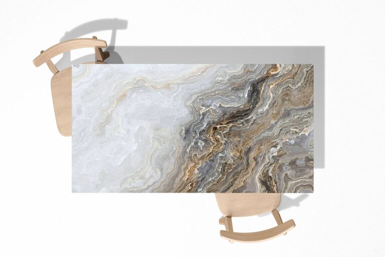 Grey and Gold Marble Table Wrap Sticker Laminated Vinyl Cover Self-Adhesive for Desk and Tables