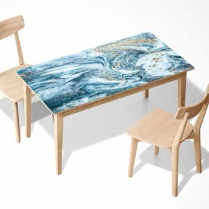 Blue Marble Texture Table Wrap Sticker Laminated Vinyl Cover Self-Adhesive for Desk and Tables