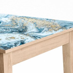 Blue Marble Texture Table Wrap Sticker Laminated Vinyl Cover Self-Adhesive for Desk and Tables