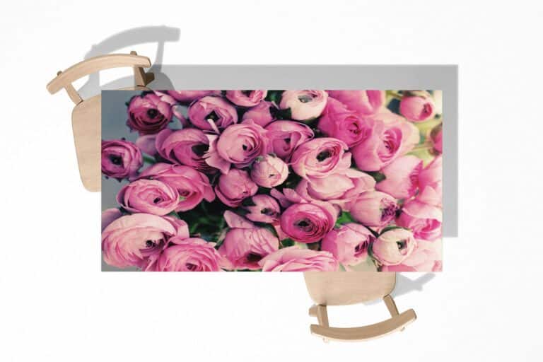 Blooming Peonies Flower Table Wrap Sticker Laminated Vinyl Cover Self-Adhesive for Desk and Tables