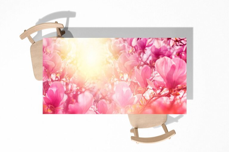 Pink Flowers Background Table Wrap Sticker Laminated Vinyl Cover Self-Adhesive for Desk and Tables