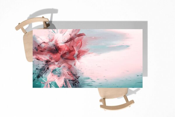 Ink Painting Flower Table Wrap Sticker Laminated Vinyl Cover Self-Adhesive for Desk and Tables