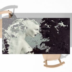 Black & White Abstract Table Wrap Sticker Laminated Vinyl Cover Self-Adhesive for Desk and Tables