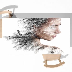 Abstract Woman Table Wrap Sticker Laminated Vinyl Cover Self-Adhesive for Desk and Tables