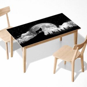 Howling Wolf Table Wrap Sticker Laminated Vinyl Cover Self-Adhesive for Desk and Tables