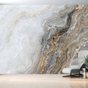 Non-toxic and easy-to-install Gray Marble Bedroom Wallpaper.