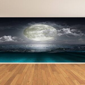 Full Moon on Sea Landscape Wallpaper Photo Wall Mural Wall UV Print Decal Wall Art Décor