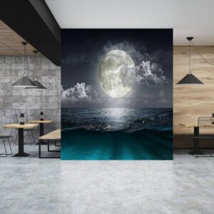 Full Moon on Sea Landscape Wallpaper Photo Wall Mural Wall UV Print Decal Wall Art Décor