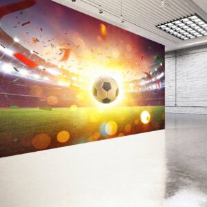 Football Stadium & Shiny Ball Wallpaper Photo Wall Mural Wall UV Print Decal Wall Art Décor