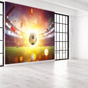 Football Stadium & Shiny Ball Wallpaper Photo Wall Mural Wall UV Print Decal Wall Art Décor