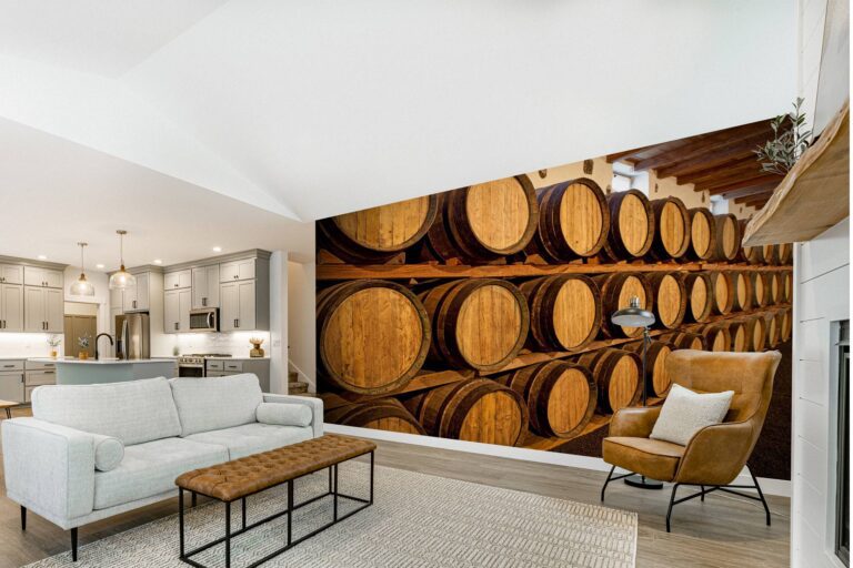 Whisky Barrels in Storage Wallpaper Photo Wall Mural Wall UV Print Decal Wall Art Décor