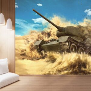 Tank in the Desert Wallpaper Photo Wall Mural Wall UV Print Decal Wall Art Décor