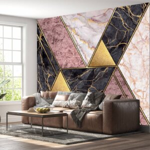 Premium Colored Marble Hall Wallpaper with an Art Deco aesthetic.
