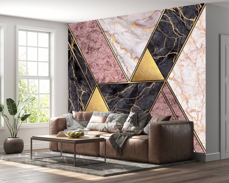 Premium Colored Marble Hall Wallpaper with an Art Deco aesthetic.