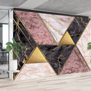 Stylish Colored Marble Art Deco Wallpaper, making halls lively and chic.