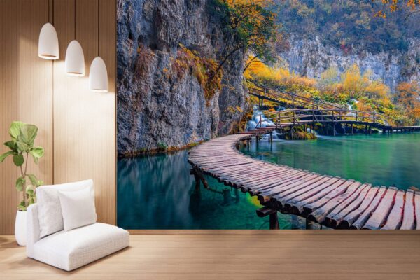 View of Pure Water waterfall Wallpaper Photo Wall Mural Wall UV Print Decal Wall Art Décor